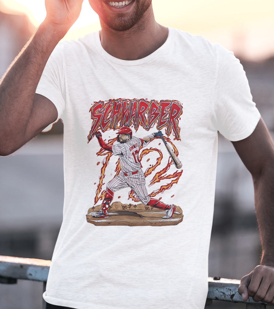 Kyle Schwarber Philadelphia Phillies 12 Baseball Player Flames T-Shirt