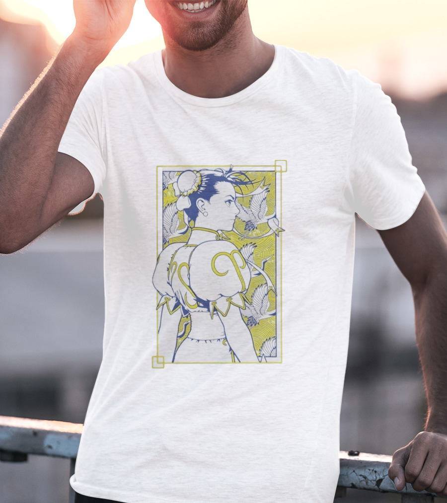 Shinkiro Metallic Chun Li Cranes And Peonies T-Shirt