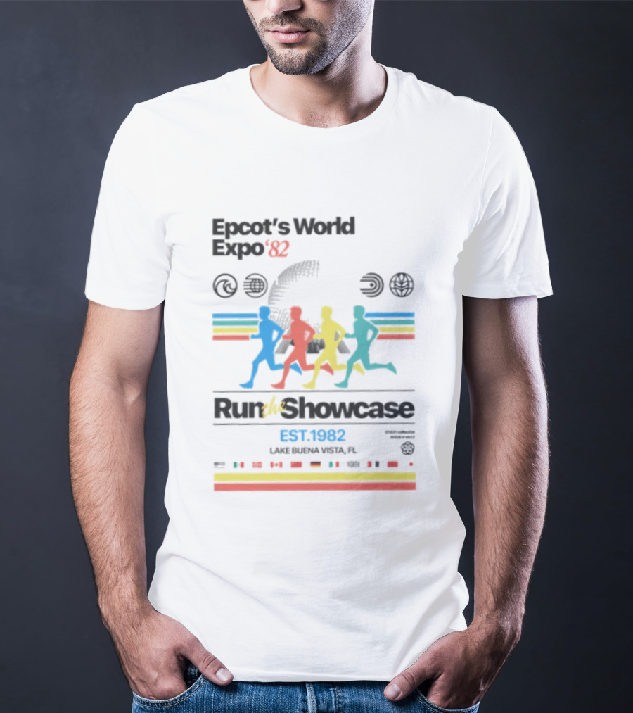 Epcot's World Expo '82 Run The Showcase Lake Buena Vista EST. 1982 T-Shirt