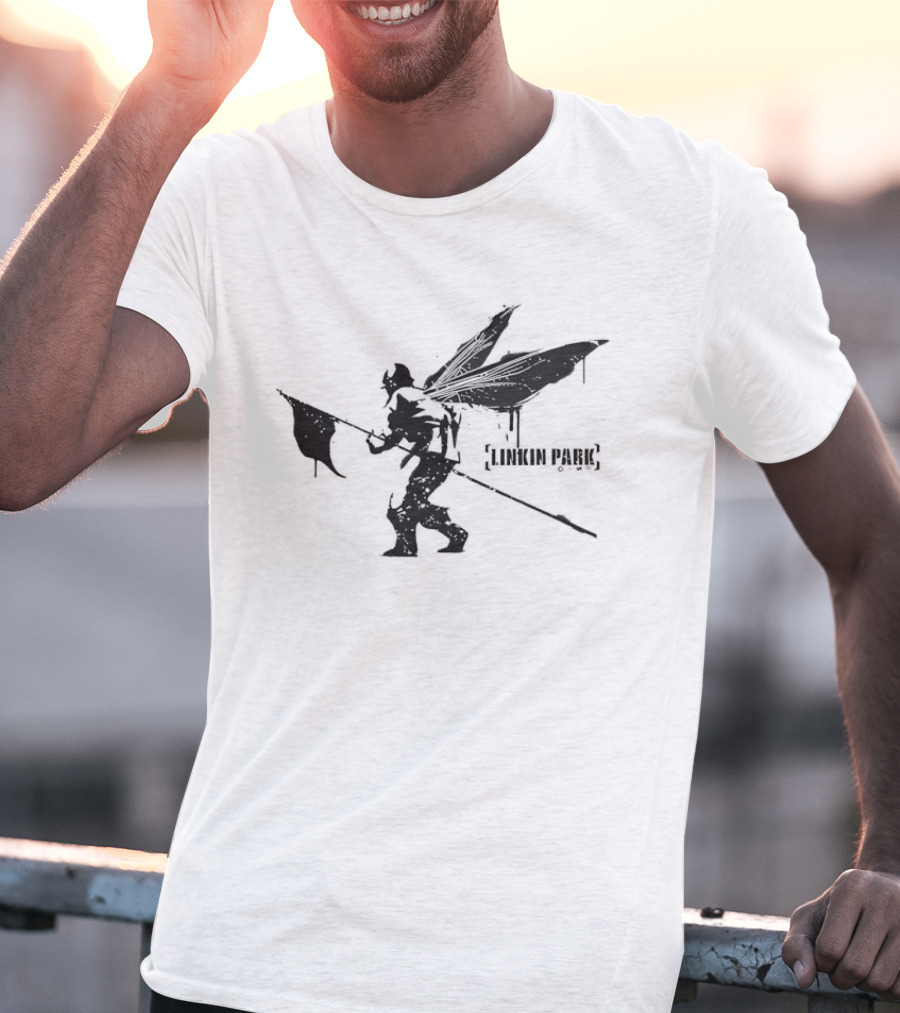 Linkin Park Hybrid Theory Soldier Dragonfly Wings Holding Flag T-Shirt