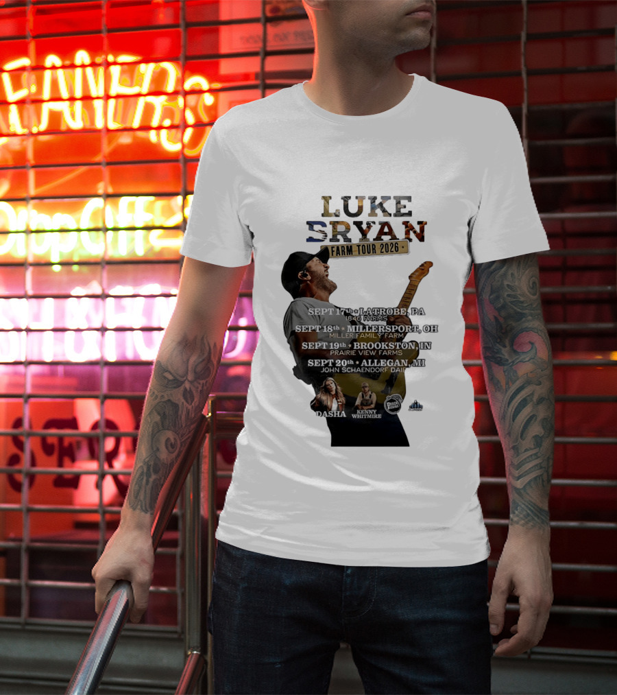 Luke Bryan Farm Tour 2026 Latrobe Millersport Brookston Allegan Dasha Kenny Whitmire T-Shirt