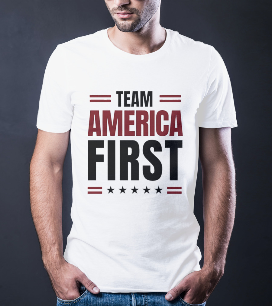 Team America First Patriotic USA Stars Stripes T-Shirt