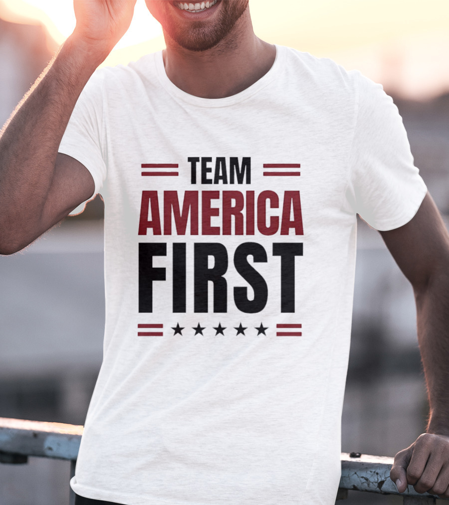 Team America First Patriotic USA Stars Stripes T-Shirt