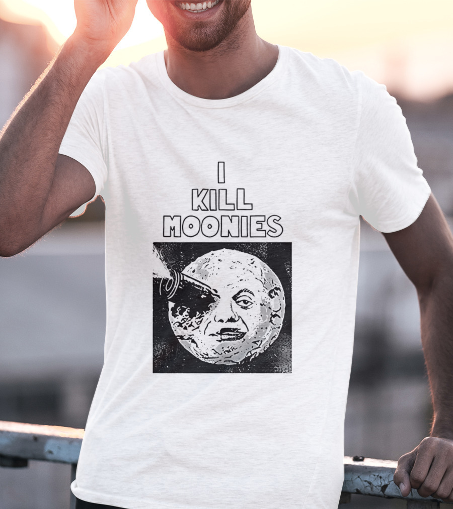 I Kill Moonies Man In The Moon Rocket Eye T-Shirt