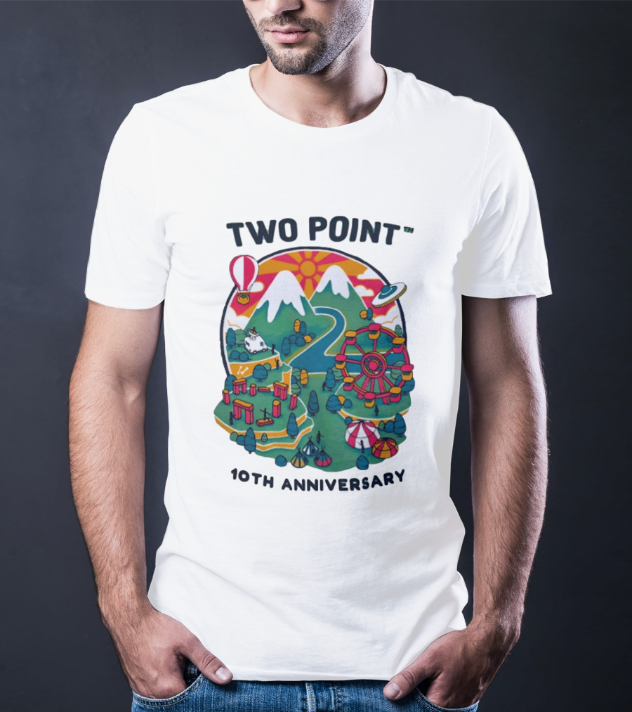 Two Point 10th Anniversary Scenic Mountain Adventure With UFO And Hot Air Balloon T-Shirt