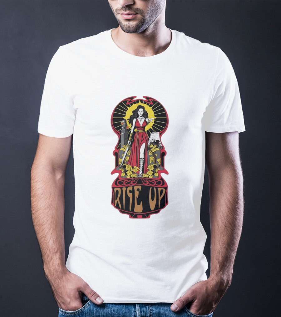 Rise Up Empowerment Resistance Activism Art Deco Warrior Woman T-Shirt