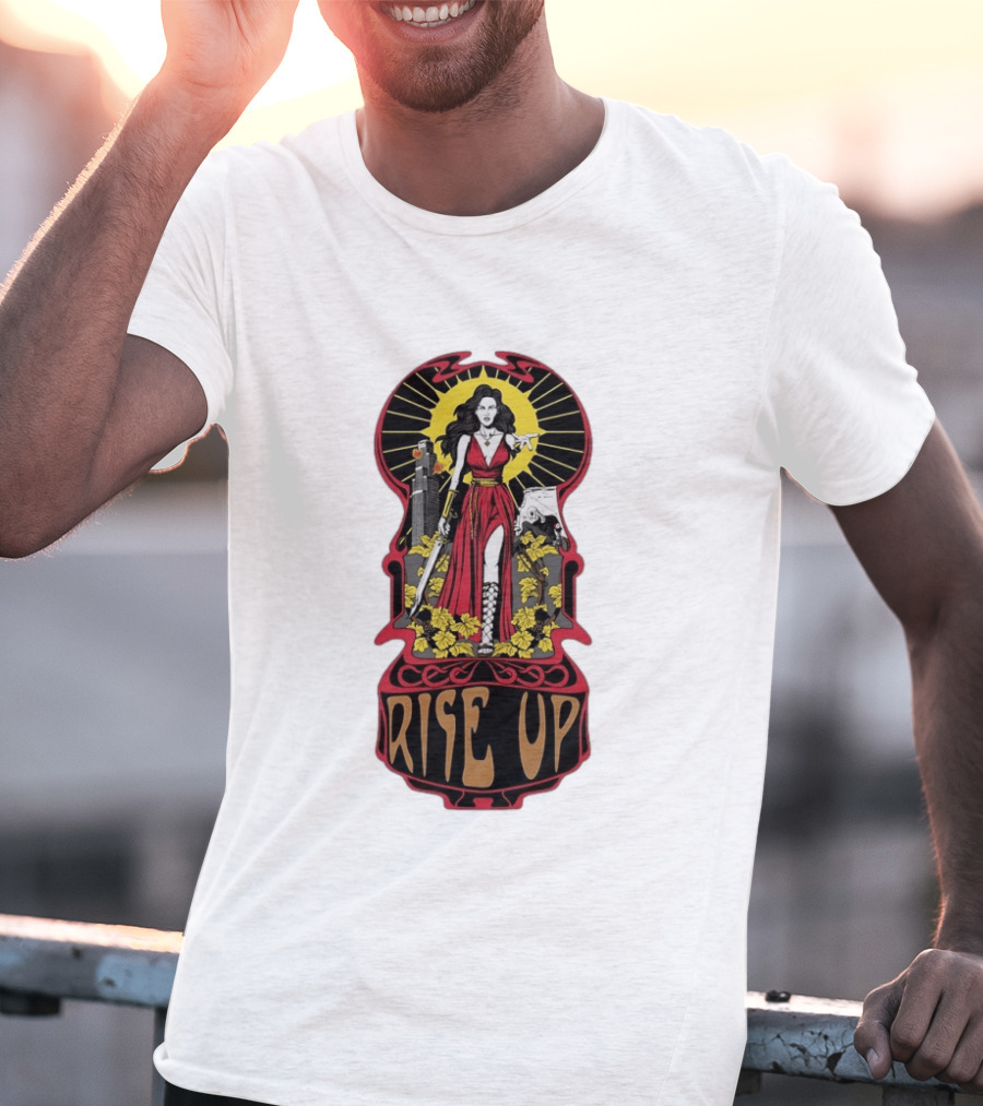 Rise Up Empowerment Resistance Activism Art Deco Warrior Woman T-Shirt