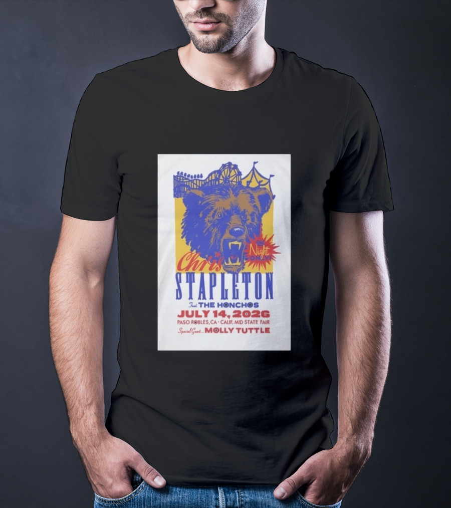 Chris Stapleton Live Concert Paso Robles CA July 14 2026 Featuring The Honchos Special Guest Molly Tuttle T-Shirt