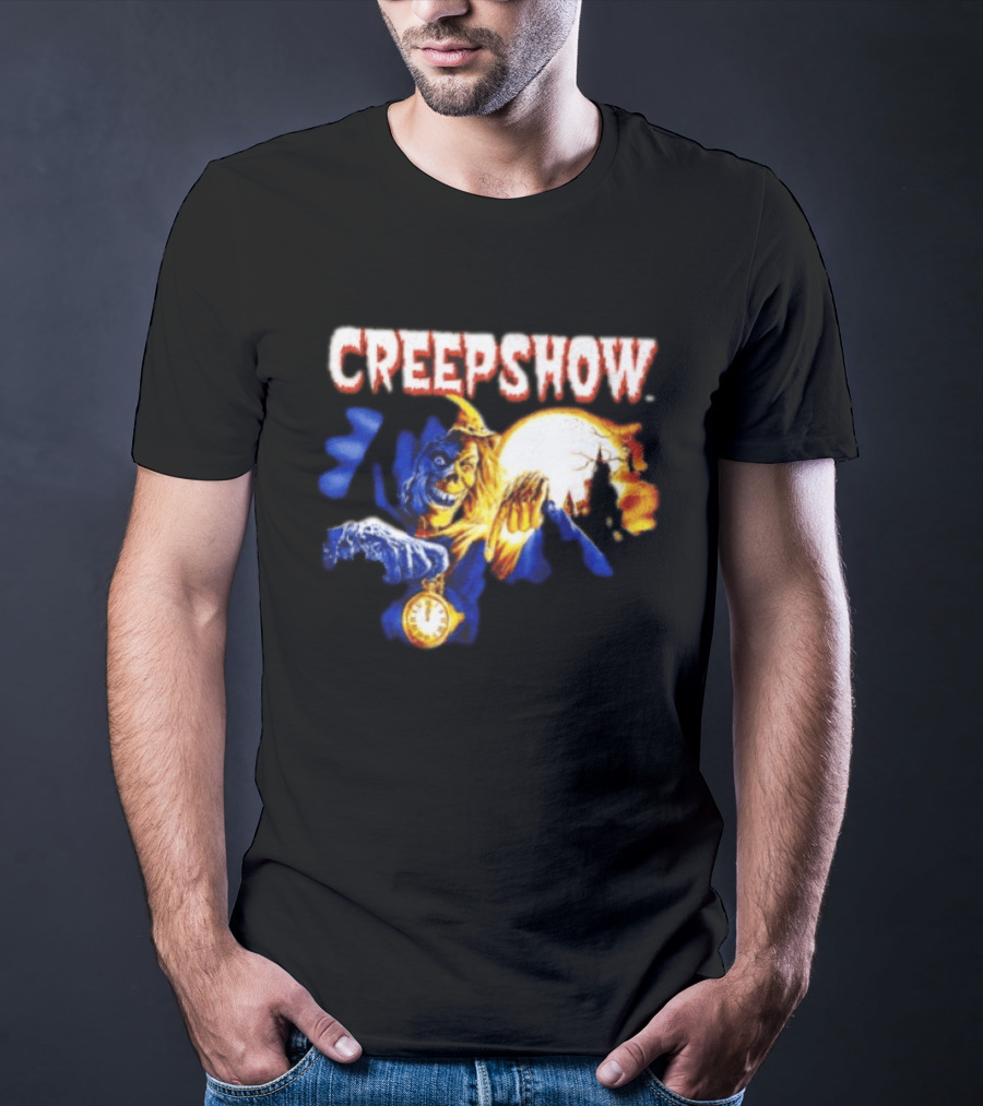 Creepshow Skeleton Holding Pocket With Horror Movie T-Shirt