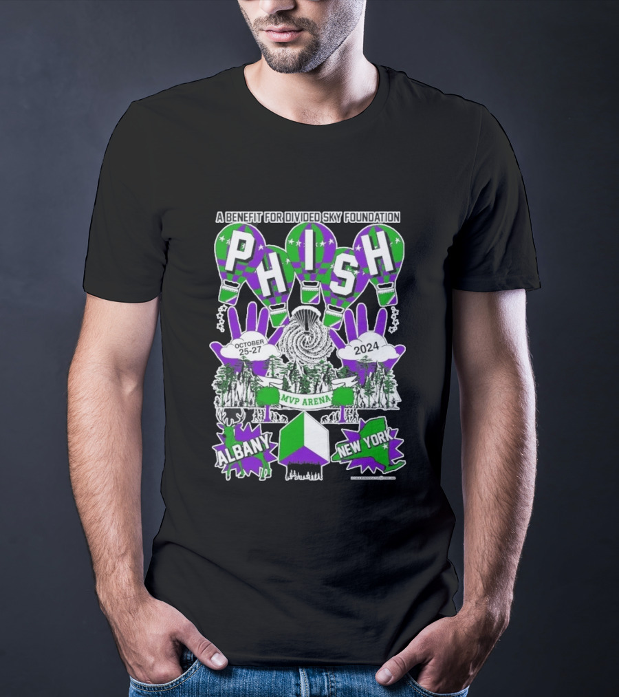 Phish MVP Arena Albany New York October 25 27 2024 Divided Sky Foundation Benefit T-Shirt