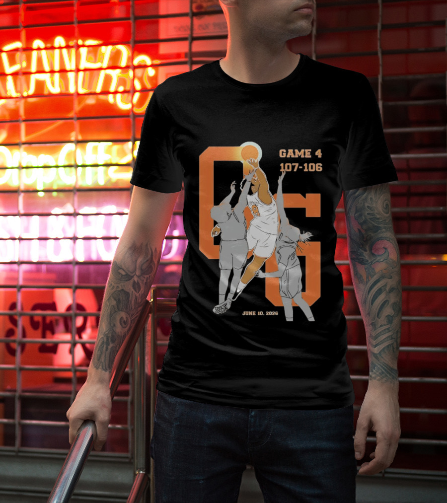 Game 4 107 106 June 10 2026 Basketball Player Dunk Action T-Shirt