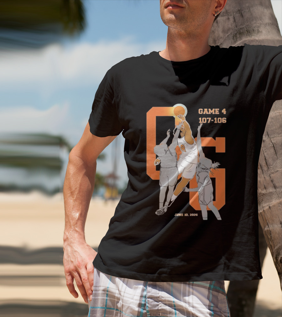 Game 4 107 106 June 10 2026 Basketball Player Dunk Action T-Shirt