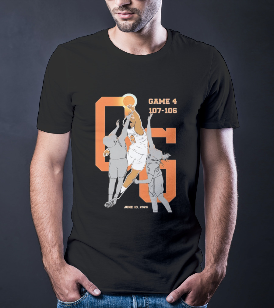 Game 4 107 106 June 10 2026 Basketball Player Dunk Action T-Shirt