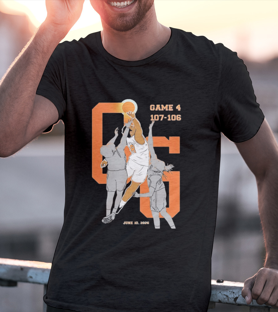 Game 4 107 106 June 10 2026 Basketball Player Dunk Action T-Shirt