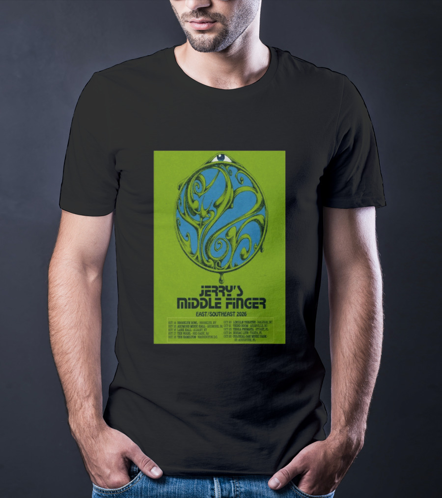 Jerry's Middle Finger East Southeast 2026 Tour Dates With Artistic Eye T-Shirt