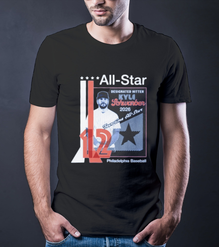 Philadelphia Baseball Designated Hitter Kyle Schwarber 2026 Four Time All Star No 12 T-Shirt