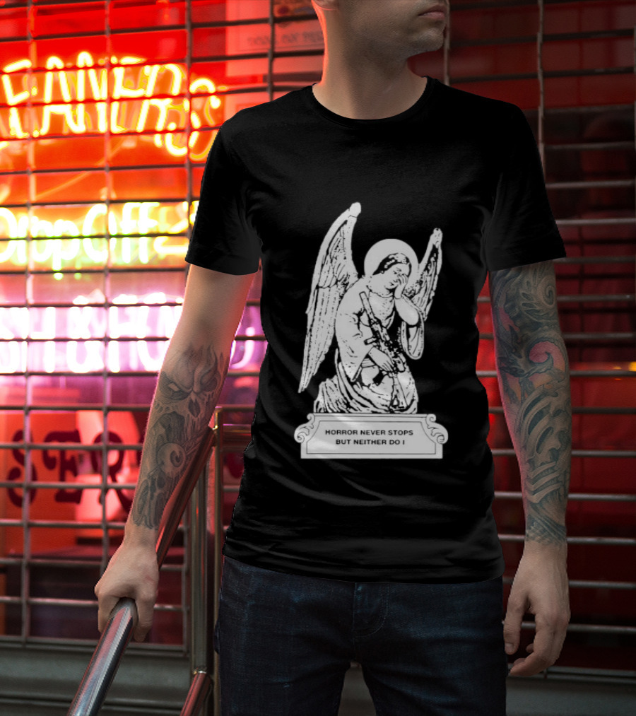 Horror Never Stops Angel With Rifle Resilience T-Shirt