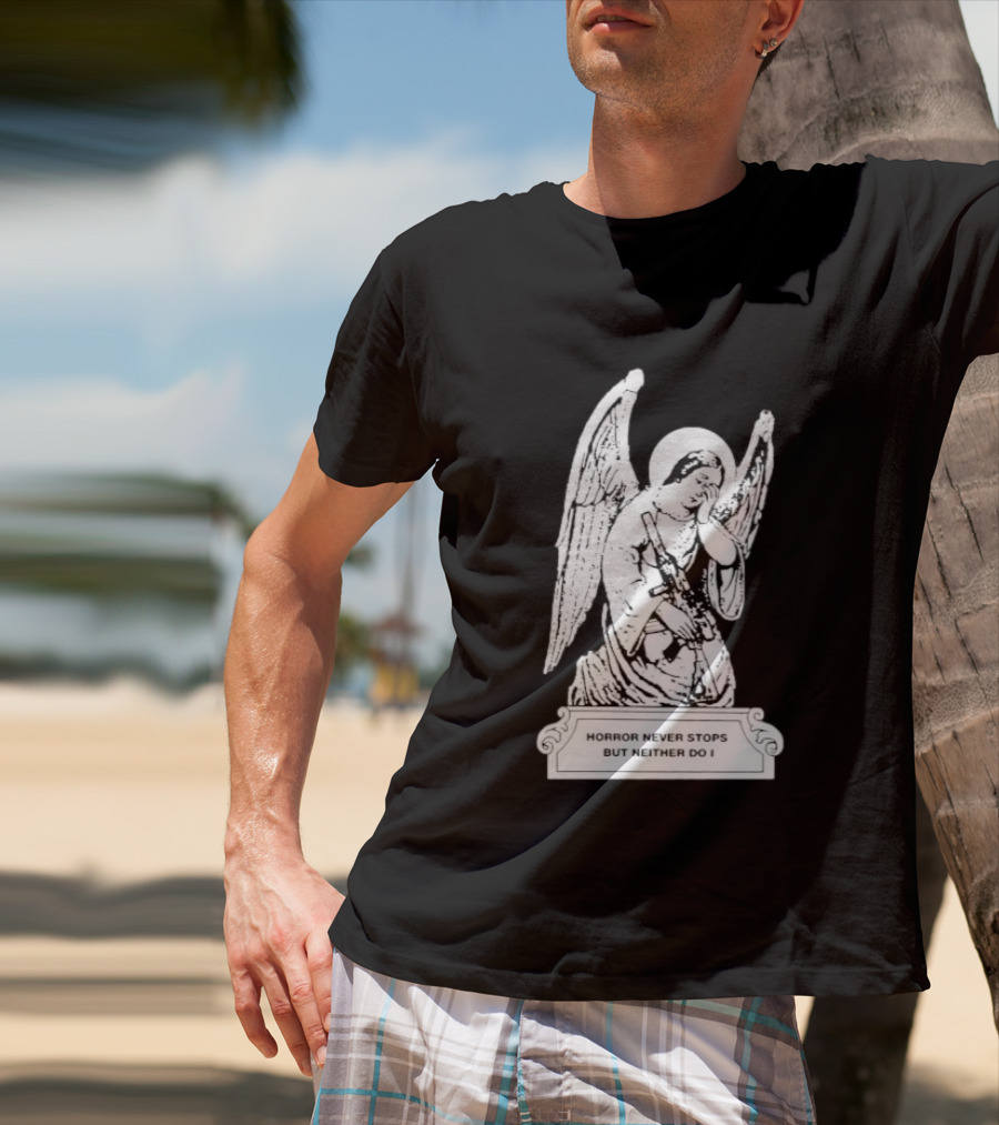 Horror Never Stops Angel With Rifle Resilience T-Shirt