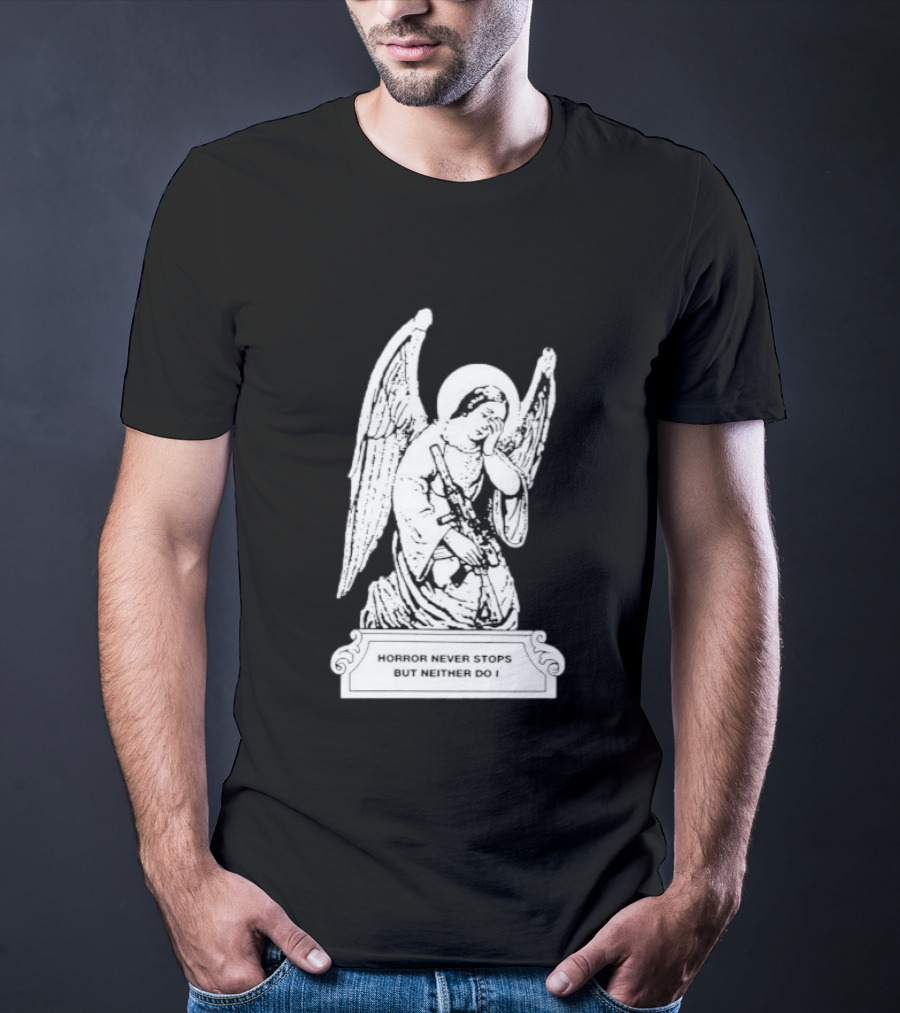 Horror Never Stops Angel With Rifle Resilience T-Shirt