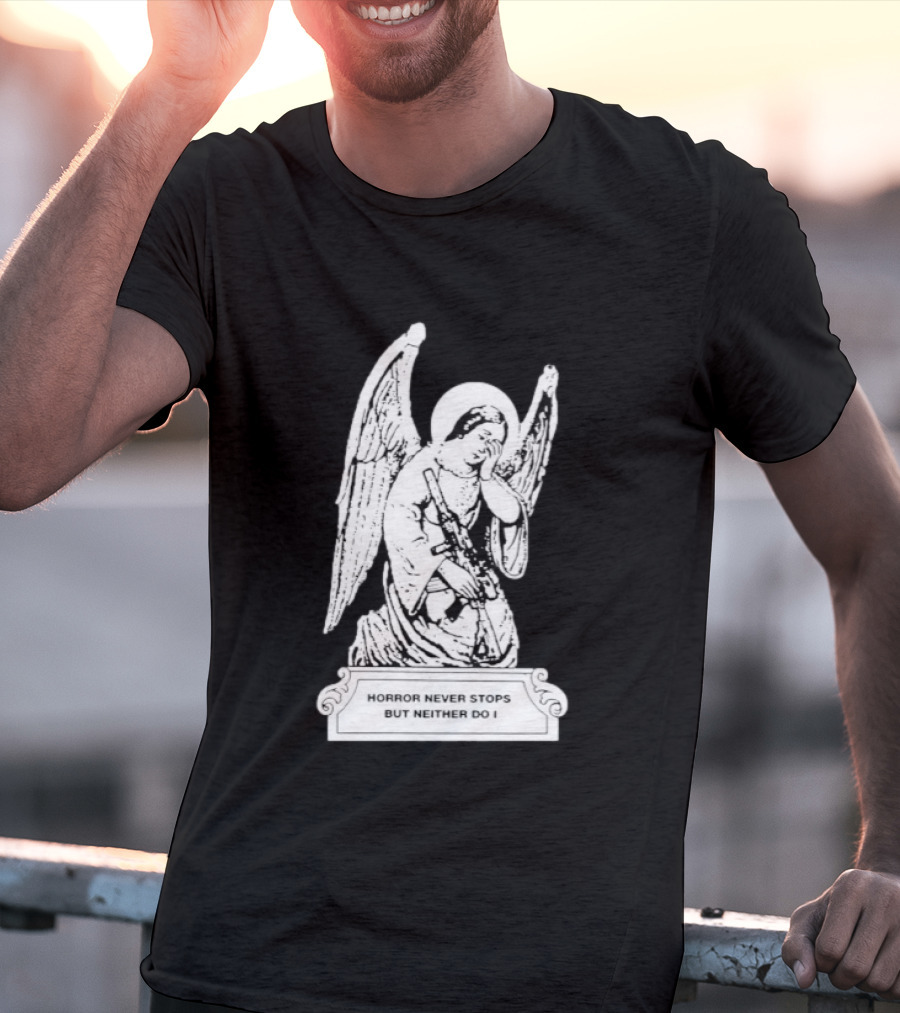 Horror Never Stops Angel With Rifle Resilience T-Shirt