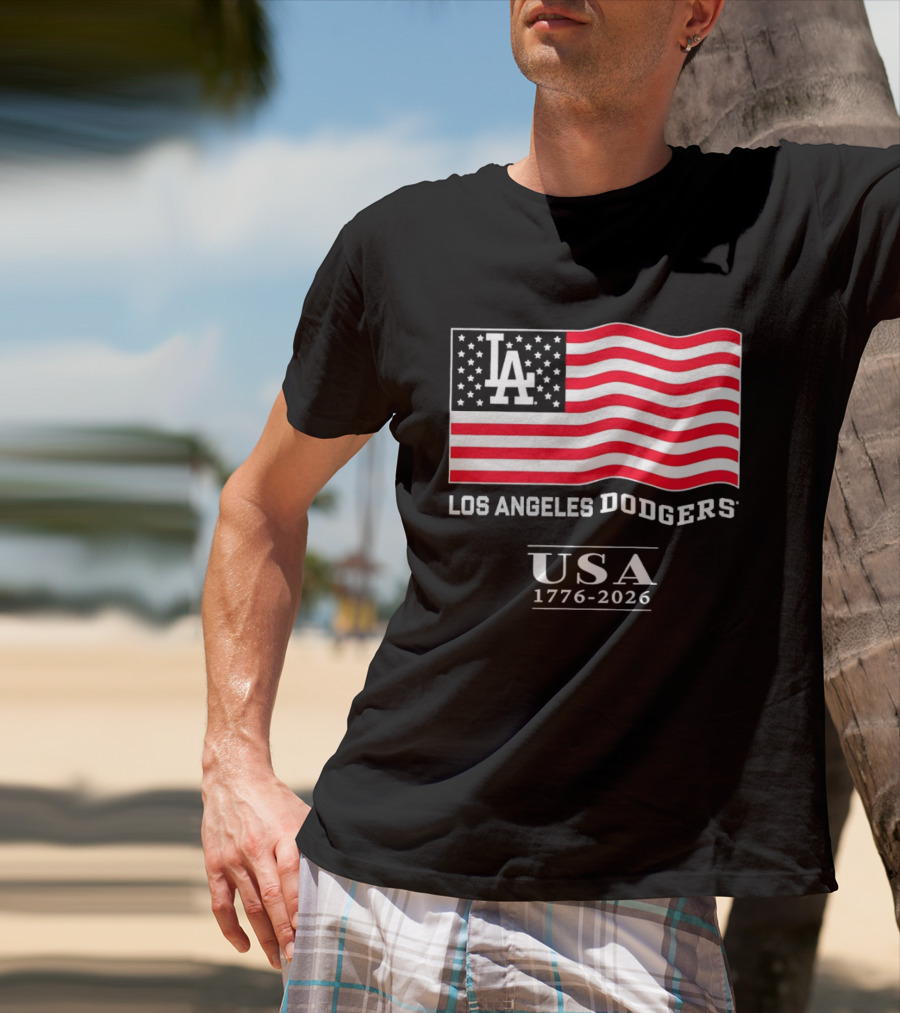 Los Angeles Dodgers USA Flag 1776 2026 T-Shirt