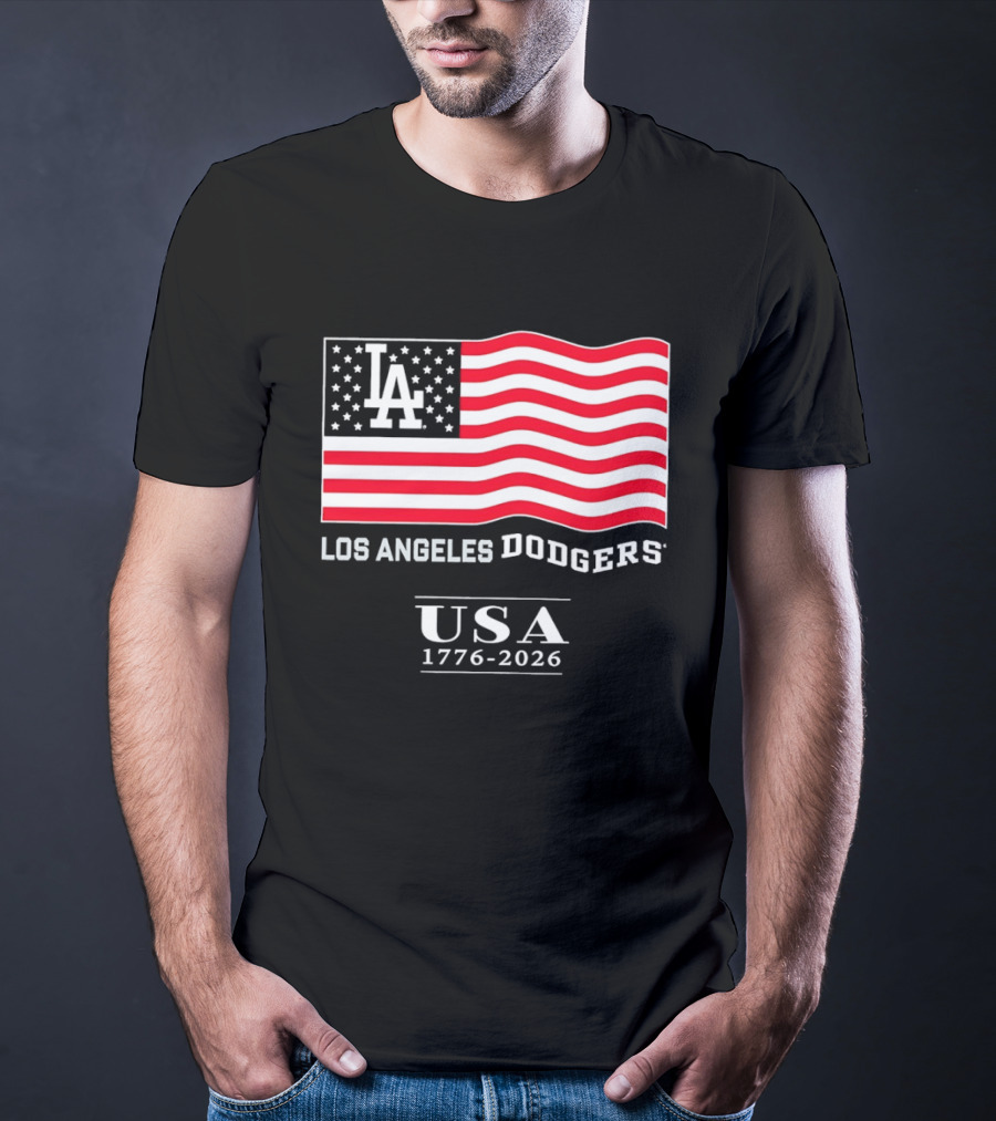 Los Angeles Dodgers USA Flag 1776 2026 T-Shirt