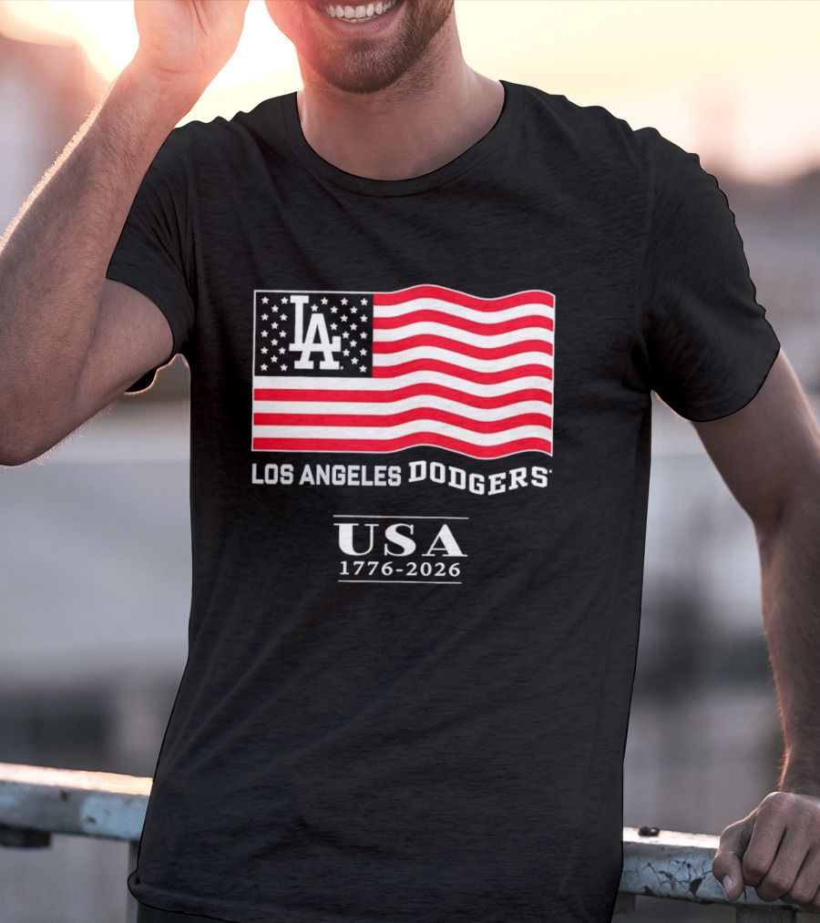 Los Angeles Dodgers USA Flag 1776 2026 T-Shirt