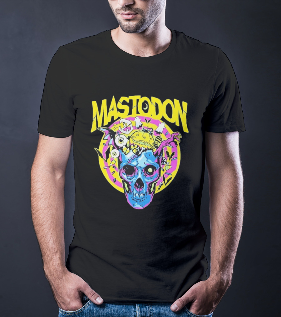 Mastodon Samhain Splosion Skull Halloween Pumpkin Bat Horn Eyeball Explosion T-Shirt
