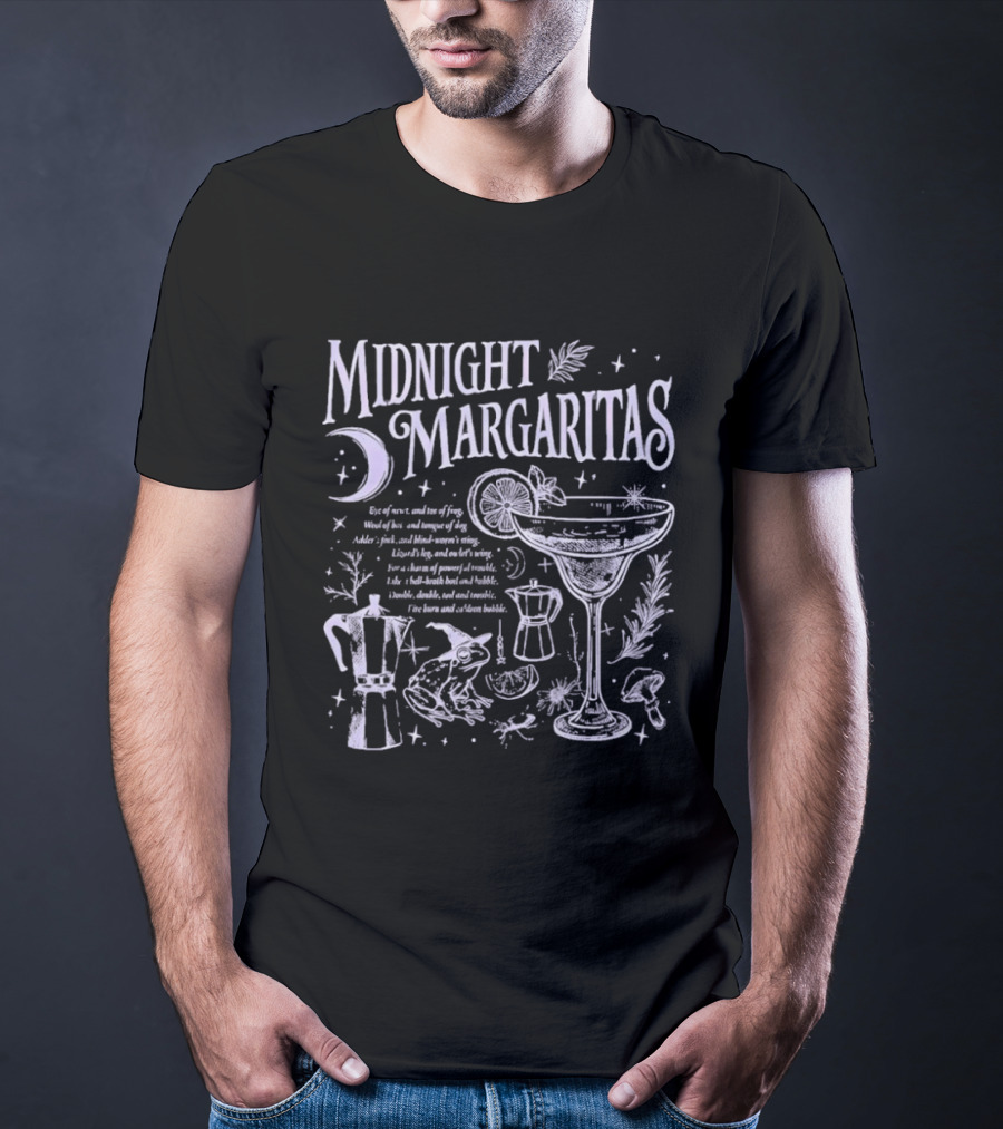 Midnight Margaritas Moon And Witchy Spooky Season Cauldron T-Shirt
