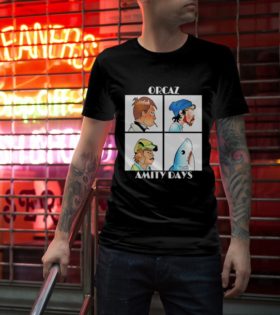 Orcaz Amity Days Four Grid Shark Bite Album Cover T-Shirt