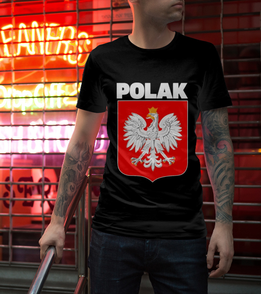 Polak Polish Eagle Emblem White Text Red T-Shirt
