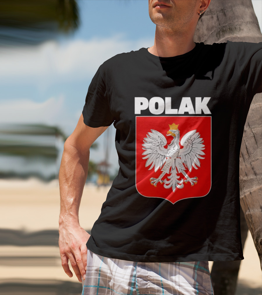 Polak Polish Eagle Emblem White Text Red T-Shirt