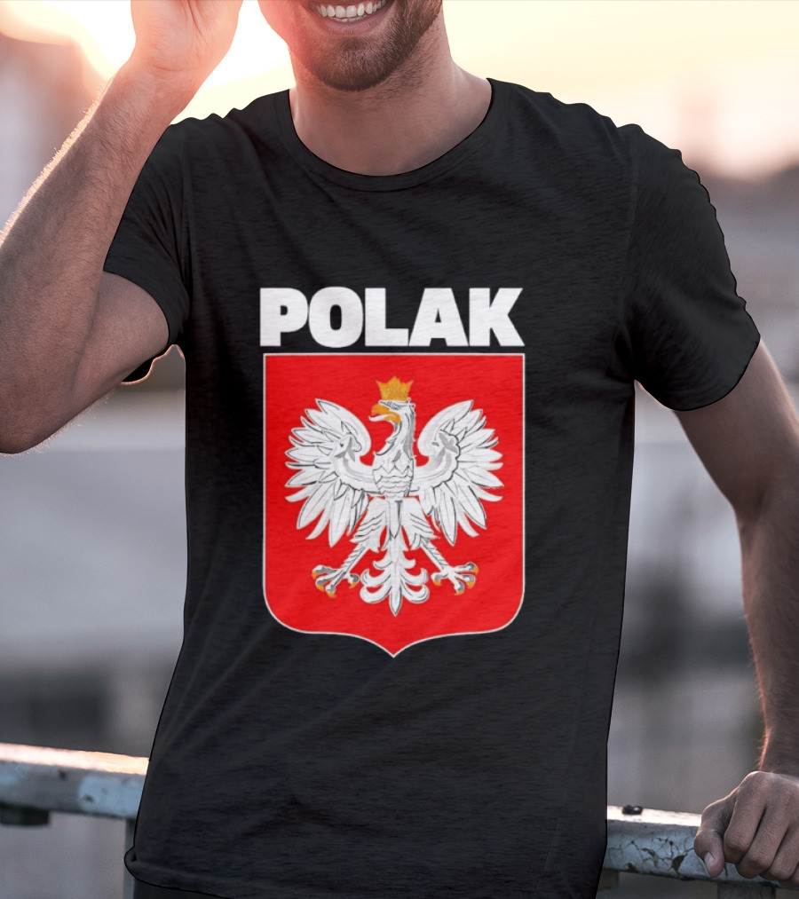 Polak Polish Eagle Emblem White Text Red T-Shirt