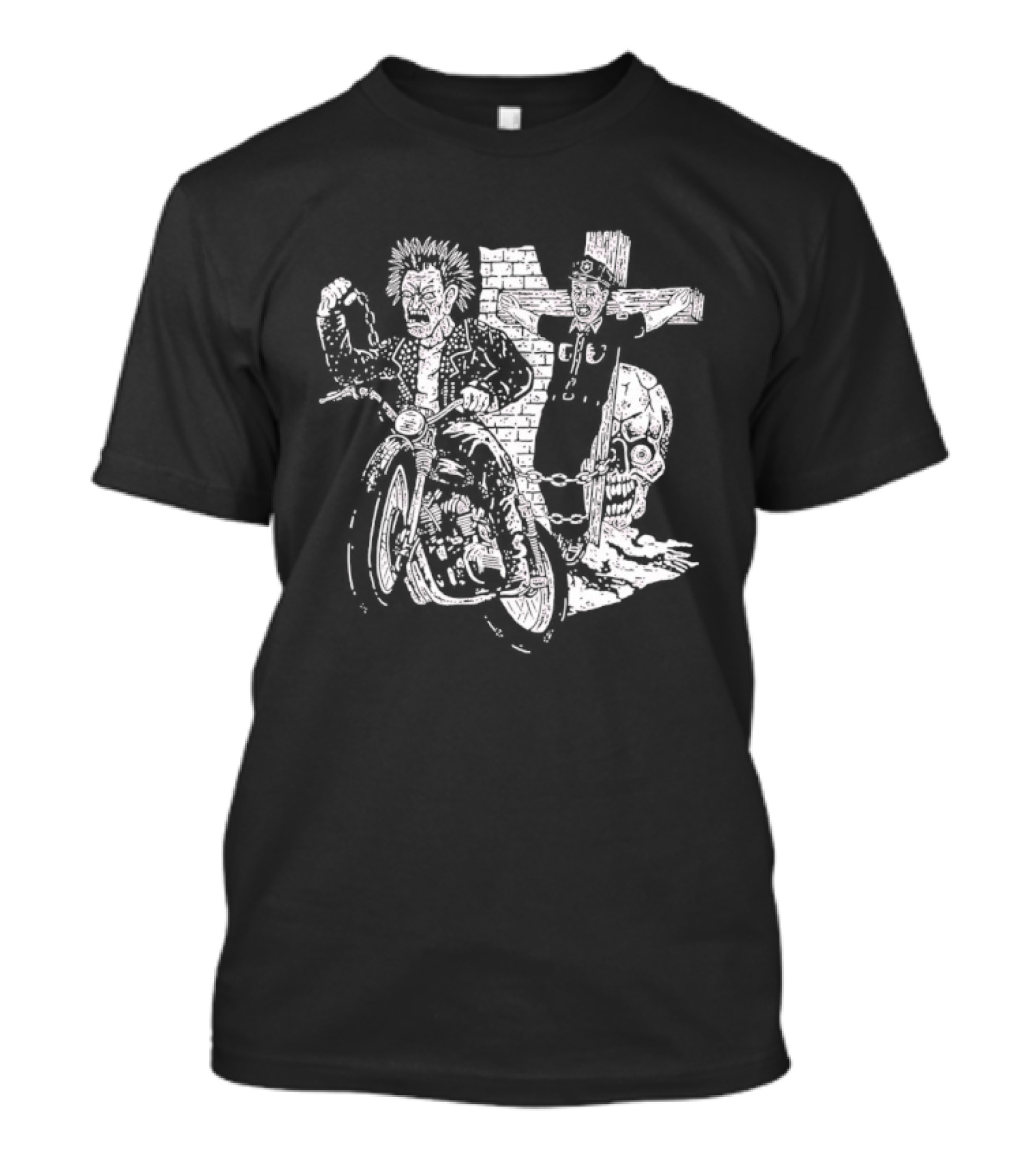 Punk Biker Crucified Police Officer Anarchy Symbolism Rebellion T-Shirt