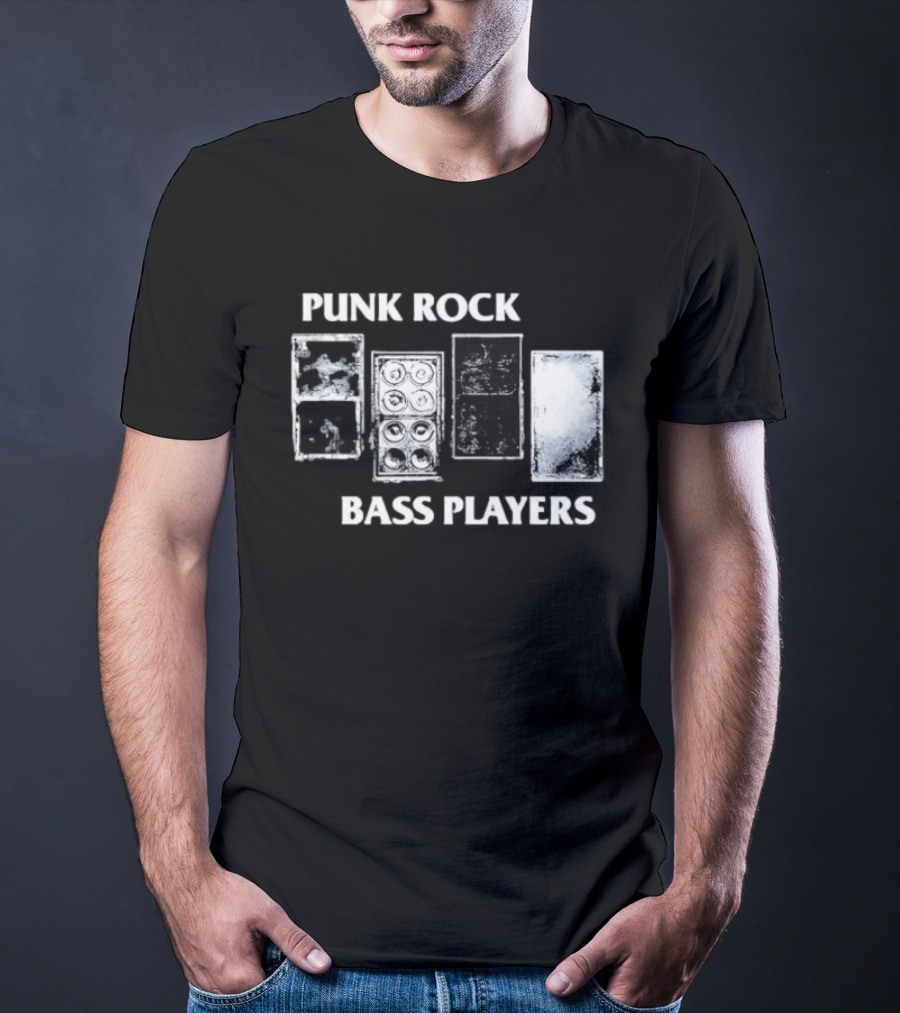 Punk Rock Bass Players Amplifier Musician Black White Speaker Cabinet T-Shirt