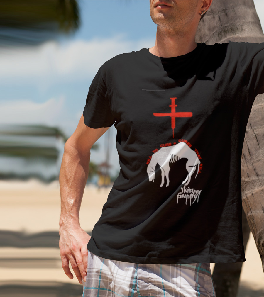Skinny Puppy Kill To Cure Syringe Skeleton Artwork Cures That Kill T-Shirt