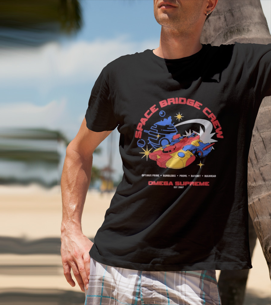 Space Bridge Crew Omega Supreme Optimus Prime Bumblebee Prowl Ratchet Bulkhead T-Shirt