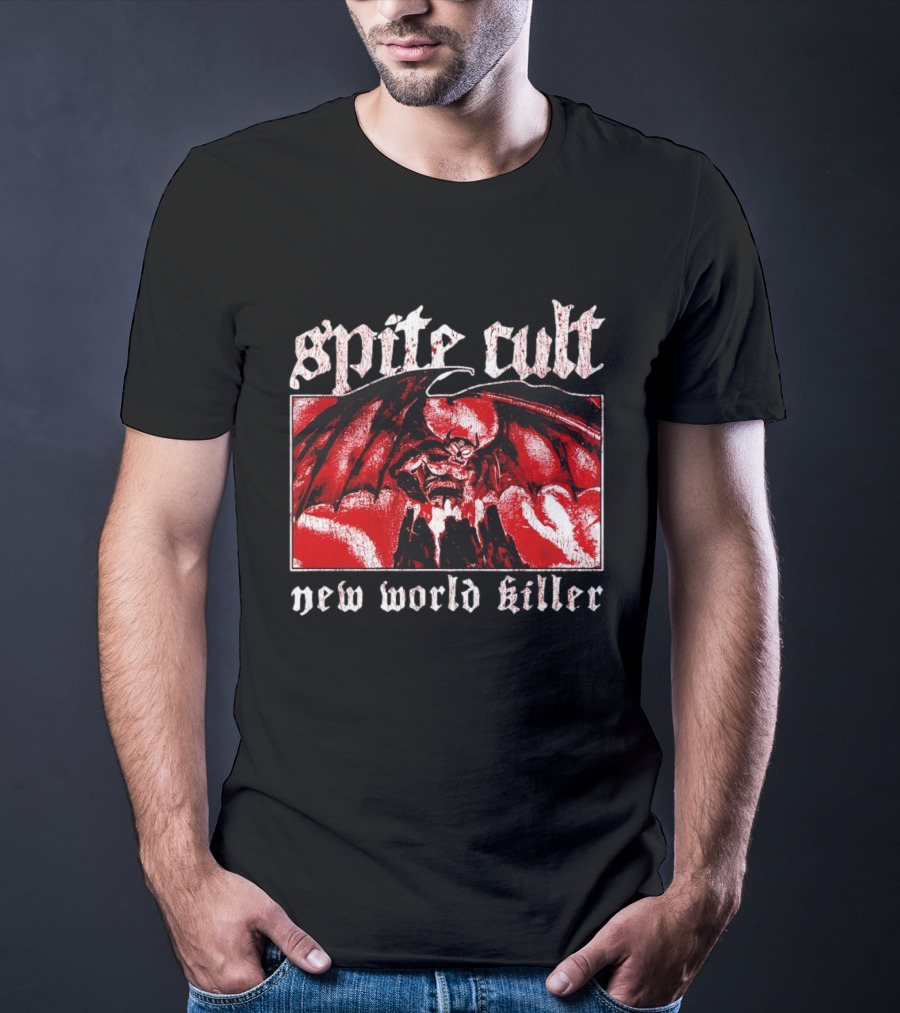 Spite Cult Horned Demon Spreading Wings On Mountain New World Killer T-Shirt