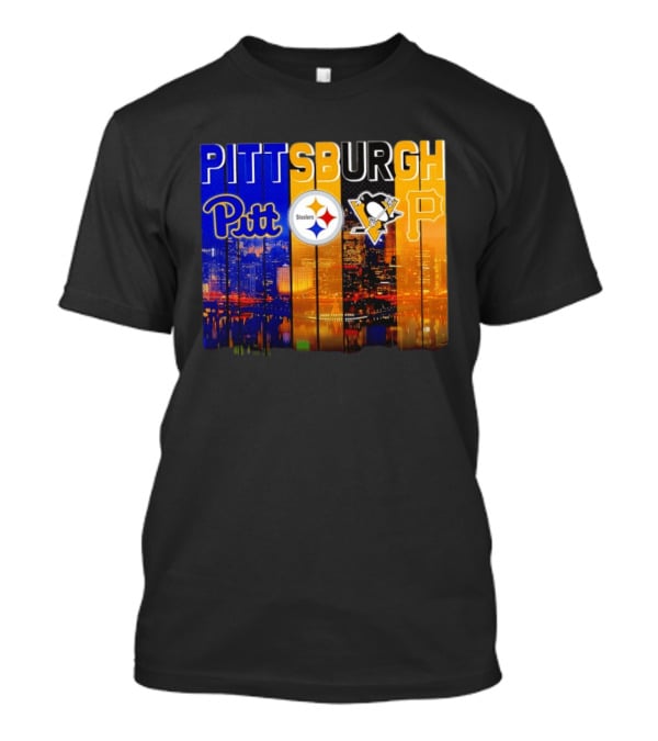 Pittsburgh Pitt Steelers Penguins Pirates City Skyline T-Shirt