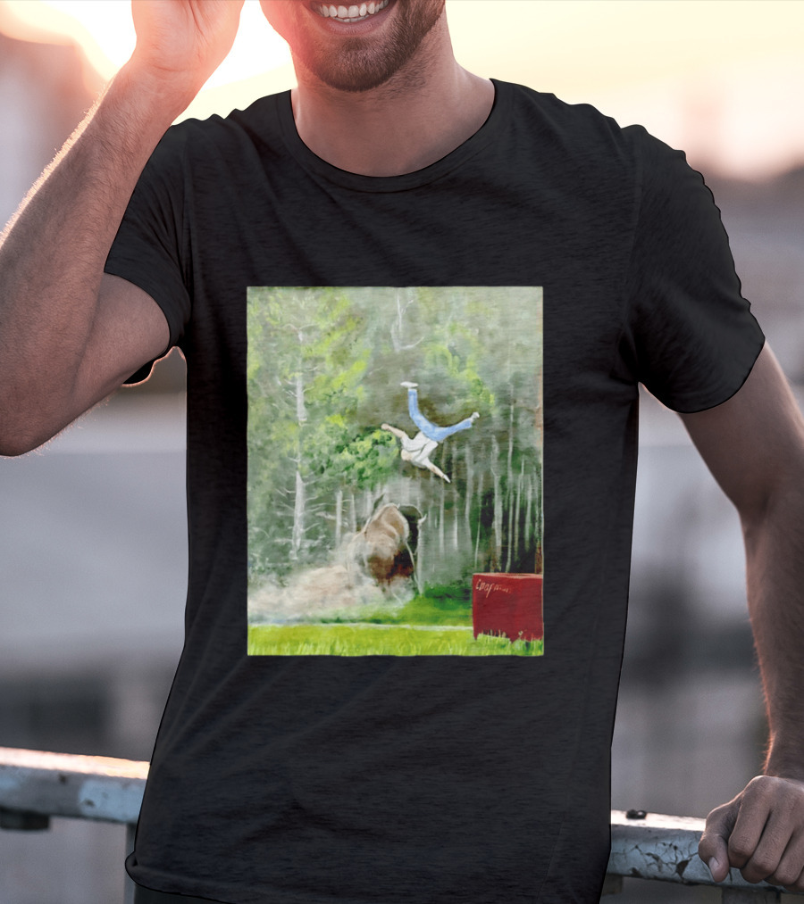 Sportman Epic Bison Attack Wildlife Painting T-Shirt