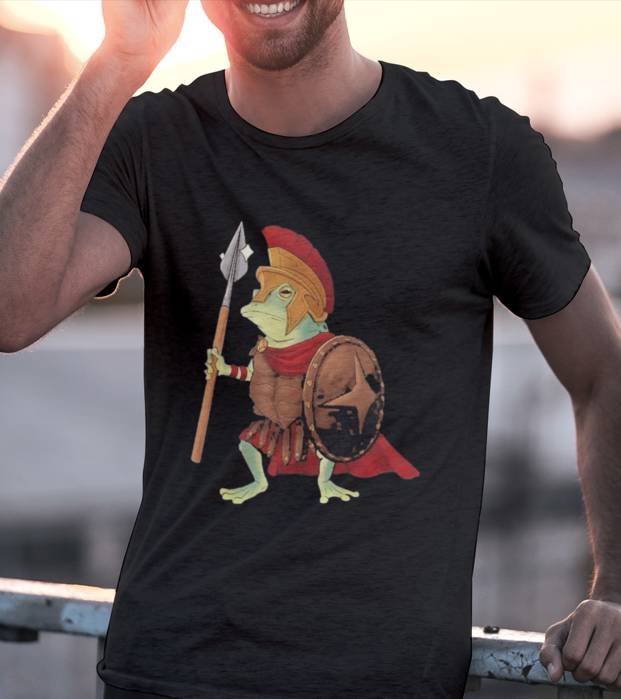 Stakuyi Hop Lite Frog Roman Soldier Spear Shield Helmet Red Cape T-Shirt