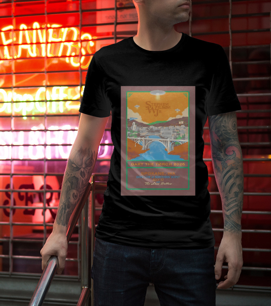 Stephen Wilson Jr Gary The Torch 2026 Bridge UFO Spokane WA Concert July 17 The Lone Bellow T-Shirt