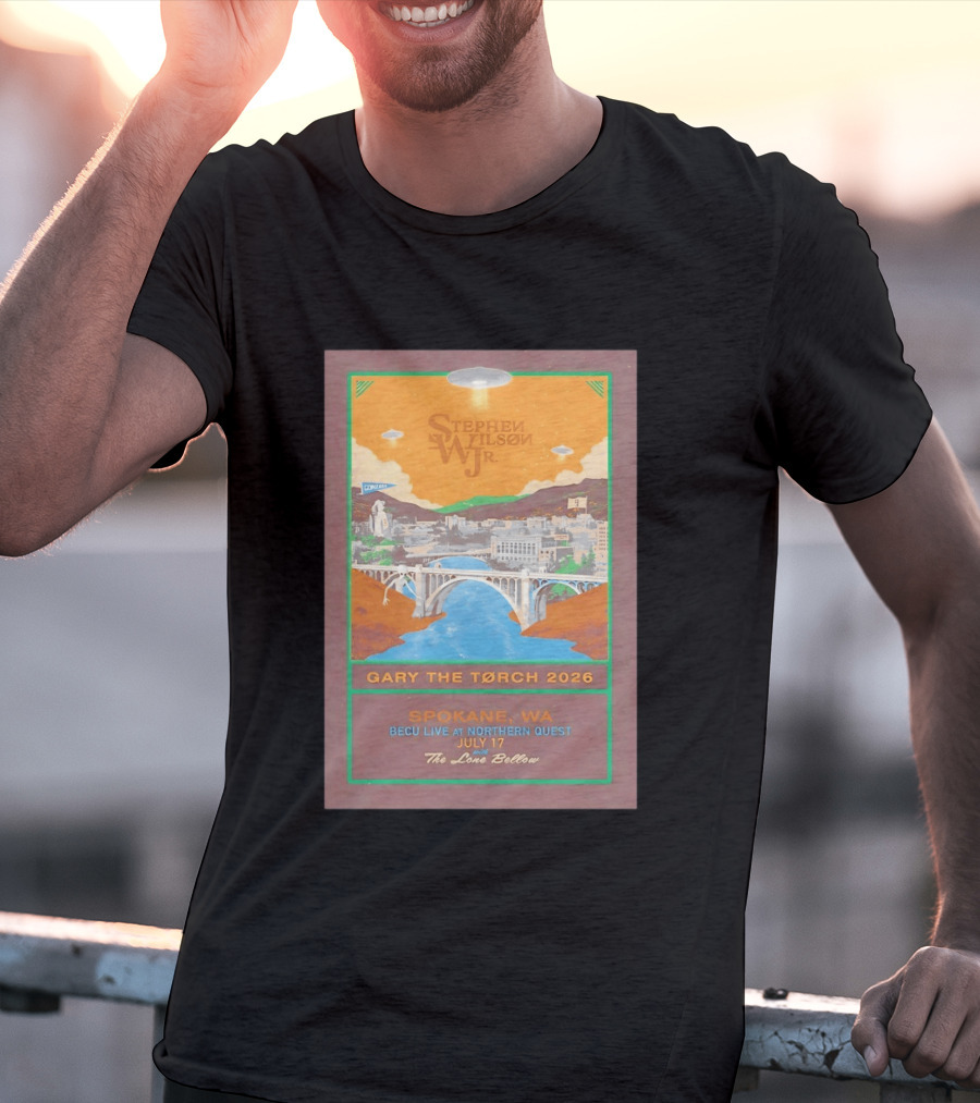 Stephen Wilson Jr Gary The Torch 2026 Bridge UFO Spokane WA Concert July 17 The Lone Bellow T-Shirt