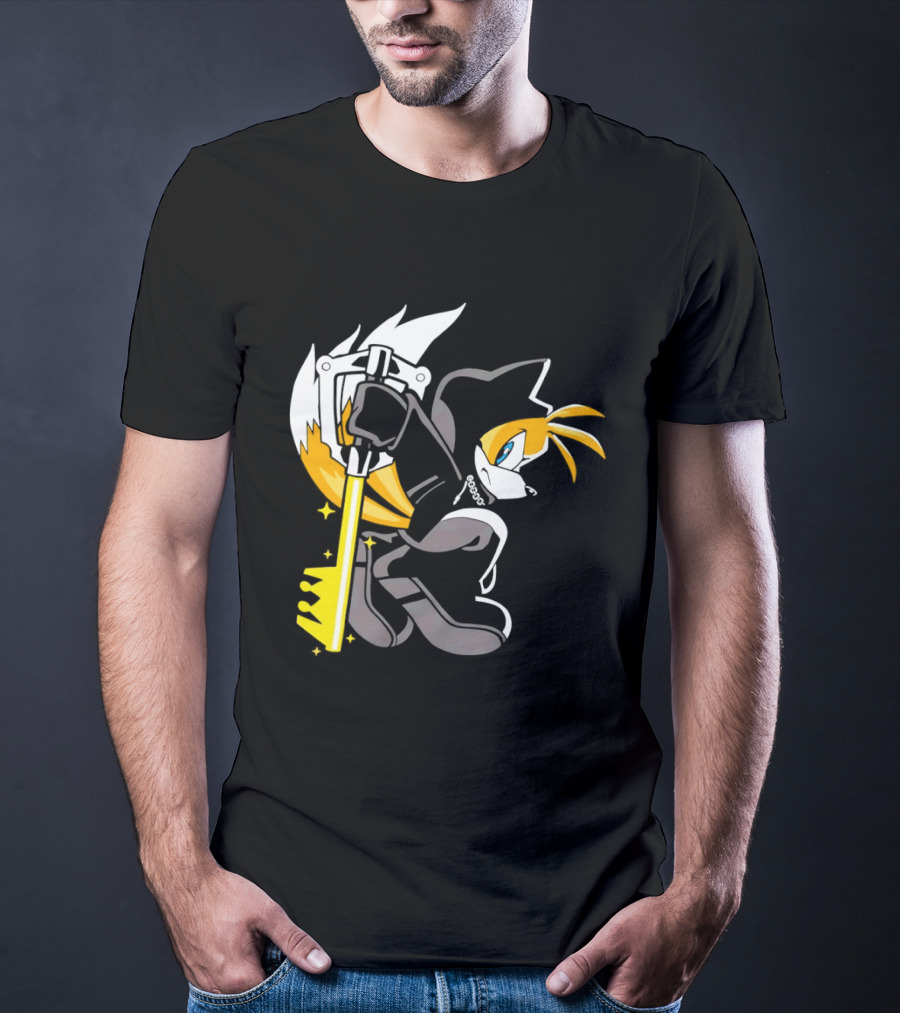 Tails The Fox In Organization XIII Cloak Holding Keyblade T-Shirt