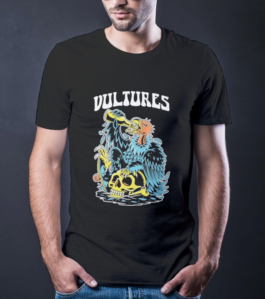 Vultures Drinking Beer On Skull T-Shirt