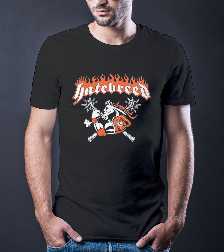 Hatebreed Flames Sword And Shield Skull Flames T-Shirt