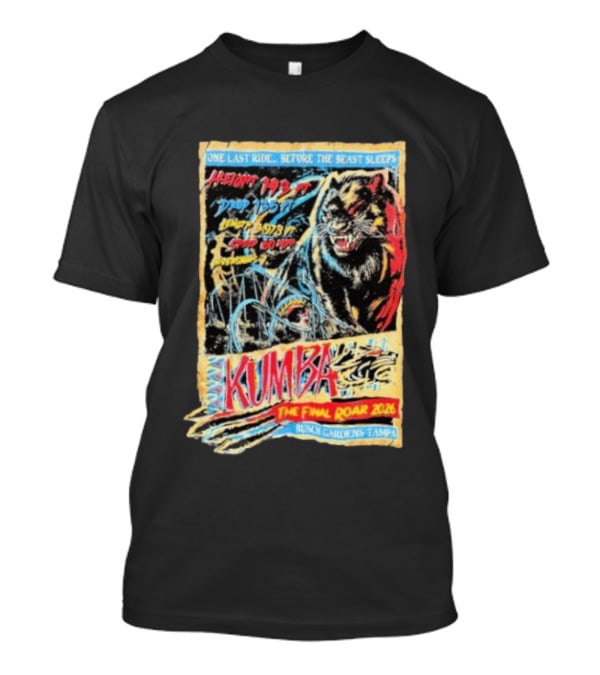 Kumba The Final Roar 2026 Busch Gardens Tampa One Last Ride Height 143 Ft Drop 135 Ft Length 3978 Ft Speed 60 Mph T-Shirt