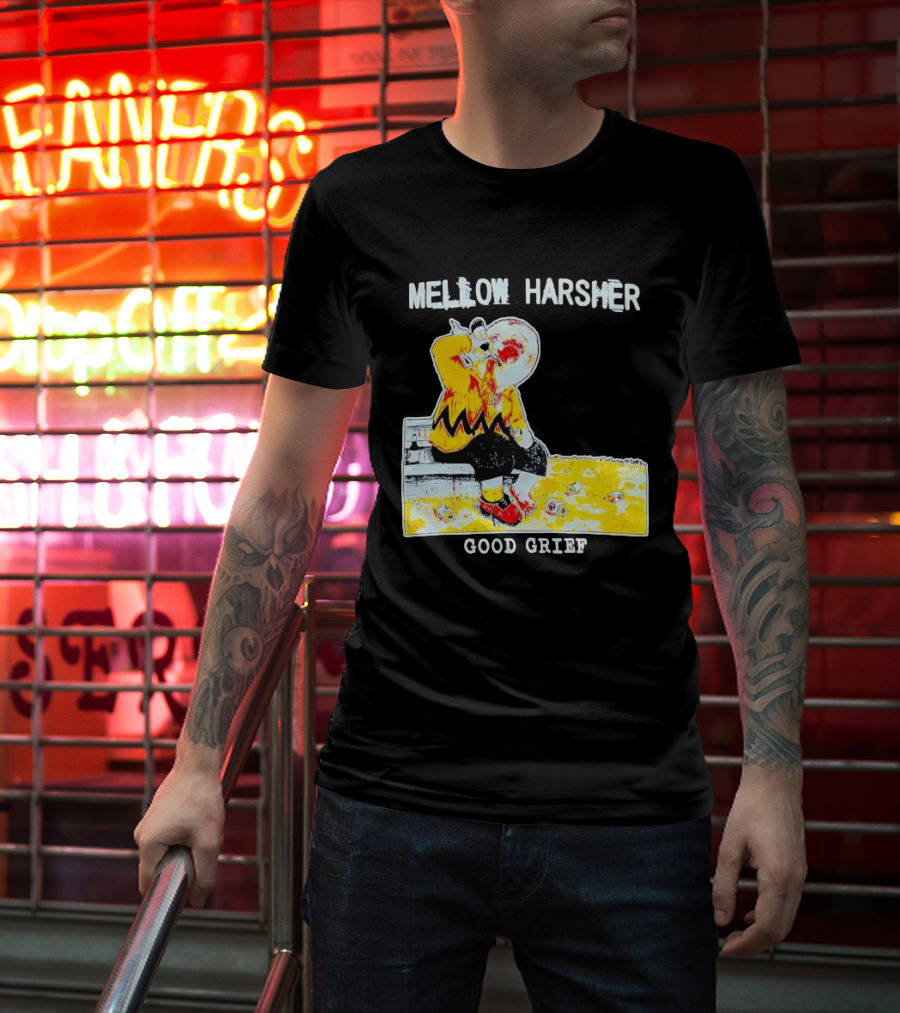 Mellow Harsher Good Grief Charlie Brown Drinking Image T-Shirt