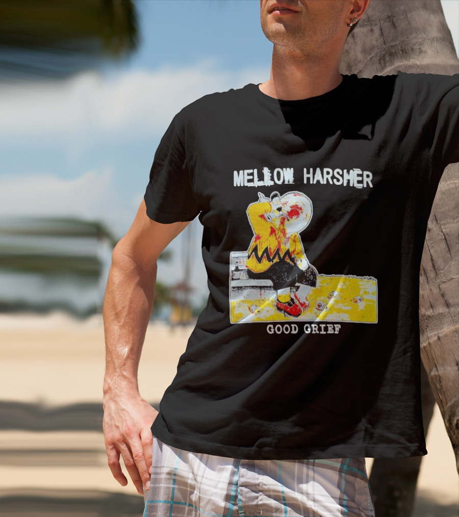 Mellow Harsher Good Grief Charlie Brown Drinking Image T-Shirt