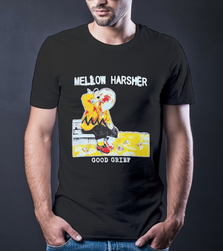 Mellow Harsher Good Grief Charlie Brown Drinking Image T-Shirt